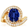 thumbnail image 1 of GemsNY September Birthstone - Spiral Shank Oval Untreated Blue Sapphire Ring with Pave Set Round Diamonds For Women (Grade - AAAAA | 4.13cttw), 1 of 4