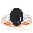 thumbnail image 1 of GemsNY September Birthstone - Three Stone Oval Blue Sapphire Ring with Prong and Channel Set Round Side Diamonds For Women (Grade - A | 4.32cttw), 1 of 4