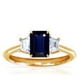 thumbnail image 1 of GemsNY September Birthstone - Three Stone Ring Emerald Cut Blue Sapphire with Prong Set Trapezoid Side Diamonds For Women (Grade - AA | 1.20cttw), 1 of 4