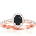 thumbnail image 1 of GemsNY September Birthstone - Traditional Oval Halo Blue Sapphire Ring with Prong Set Diamonds (Grade - A | 0.97cttw), 1 of 4