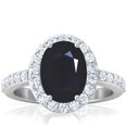 thumbnail image 1 of GemsNY September Birthstone - Traditional Oval Halo Blue Sapphire Ring with Prong Set Diamonds (Grade - A | 4.03cttw), 1 of 4