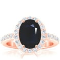 thumbnail image 1 of GemsNY September Birthstone - Traditional Oval Halo Blue Sapphire Ring with Prong Set Diamonds (Grade - A | 4.03cttw), 1 of 4