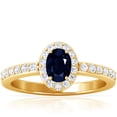 thumbnail image 1 of GemsNY September Birthstone - Traditional Oval Halo Blue Sapphire Ring with Prong Set Diamonds (Grade - AA | 0.97cttw), 1 of 4