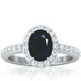 thumbnail image 1 of GemsNY September Birthstone - Traditional Oval Halo Blue Sapphire Ring with Prong Set Diamonds (Grade - AA | 1.97cttw), 1 of 4