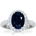 thumbnail image 1 of GemsNY September Birthstone - Traditional Oval Halo Blue Sapphire Ring with Prong Set Diamonds (Grade - AA | 4.03cttw), 1 of 4