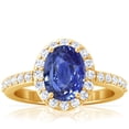 thumbnail image 1 of GemsNY September Birthstone - Traditional Oval Halo Blue Sapphire Ring with Prong Set Diamonds (Grade - AAA | 2.81cttw), 1 of 4