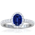 thumbnail image 1 of GemsNY September Birthstone - Traditional Oval Halo Blue Sapphire Ring with Prong Set Diamonds (Grade - AAAA | 1.34cttw), 1 of 4