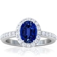 thumbnail image 1 of GemsNY September Birthstone - Traditional Oval Halo Blue Sapphire Ring with Prong Set Diamonds (Grade - AAAA | 1.97cttw), 1 of 4