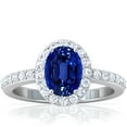 thumbnail image 1 of GemsNY September Birthstone - Traditional Oval Halo Untreated Blue Sapphire Ring with Prong Set Diamonds For Women (Grade - AAAAA | 1.97cttw), 1 of 4