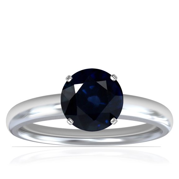 GemsNY September Birthstone - Traditional Round Blue Sapphire Solitaire Ring (Grade - A | 1.05cts.)