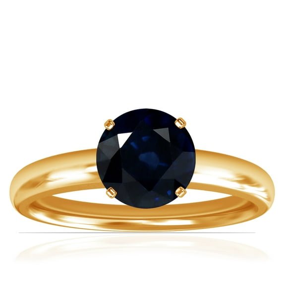 GemsNY September Birthstone - Traditional Round Blue Sapphire Solitaire Ring (Grade - A | 1.05cts.)