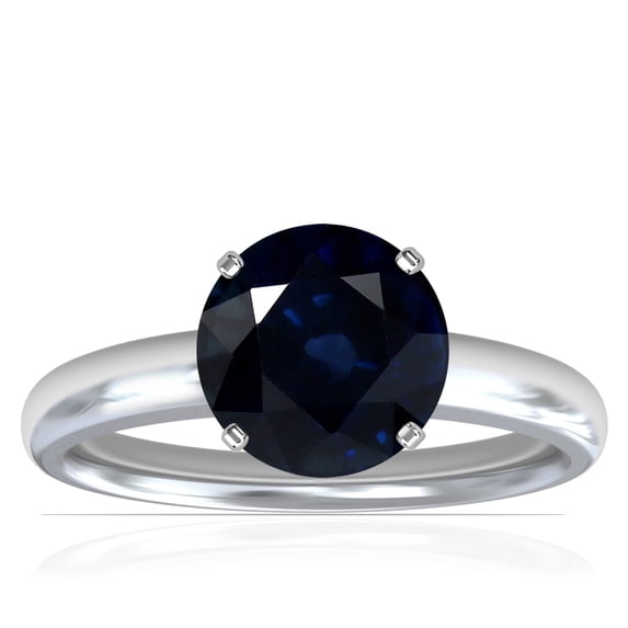 GemsNY September Birthstone - Traditional Round Blue Sapphire Solitaire Ring (Grade - A | 1.55cts.)