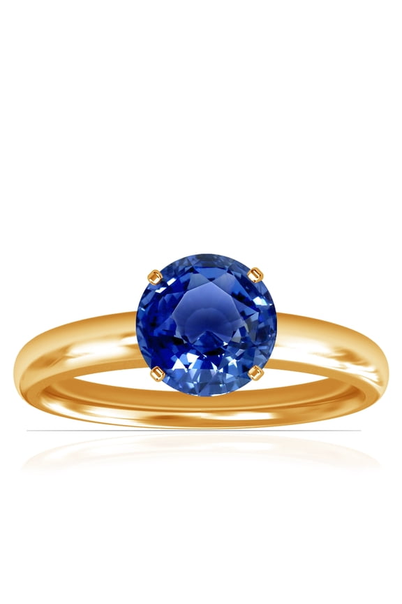 September Birthstone - Traditional Round Blue Sapphire Solitaire Ring (Grade - AAA | 1.05cts.)