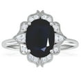 thumbnail image 1 of GemsNY September Birthstone - Vintage Oval Blue Sapphire Ring with Pave Set Diamond Halo (Grade - A | 1.68cttw), 1 of 4