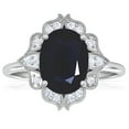 thumbnail image 1 of GemsNY September Birthstone - Vintage Oval Blue Sapphire Ring with Pave Set Diamond Halo (Grade - A | 2.38cttw), 1 of 4