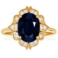 thumbnail image 1 of GemsNY September Birthstone - Vintage Oval Blue Sapphire Ring with Pave Set Diamond Halo (Grade - AA | 2.38cttw), 1 of 4