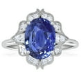 thumbnail image 1 of GemsNY September Birthstone - Vintage Oval Blue Sapphire Ring with Pave Set Diamond Halo (Grade - AAA | 2.38cttw), 1 of 4