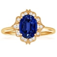 thumbnail image 1 of GemsNY September Birthstone - Vintage Oval Blue Sapphire Ring with Pave Set Diamond Halo (Grade - AAAA | 0.77cttw), 1 of 4