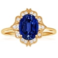 thumbnail image 1 of GemsNY September Birthstone - Vintage Oval Blue Sapphire Ring with Pave Set Diamond Halo (Grade - AAAA | 1.12cttw), 1 of 4