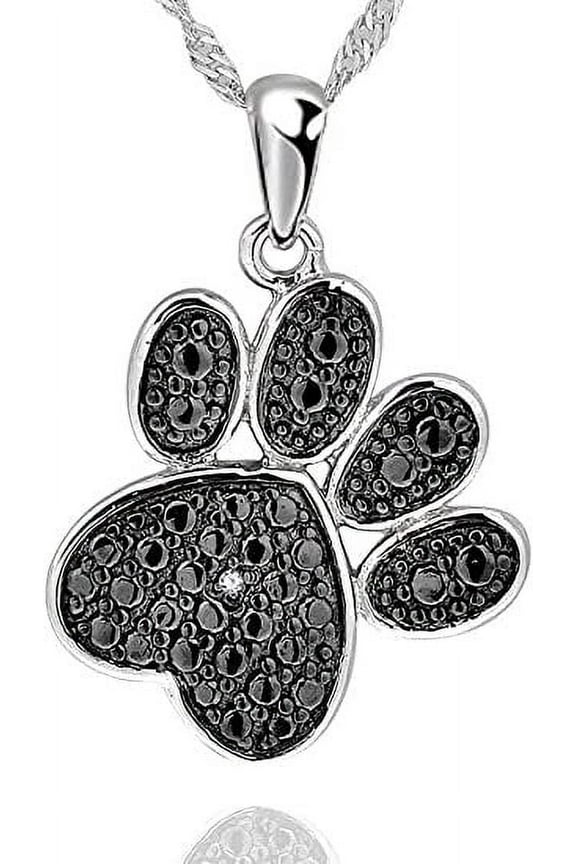 Sterling Silver Animal Kitten Cat Paw Print Dolphin Pendant Necklace for women