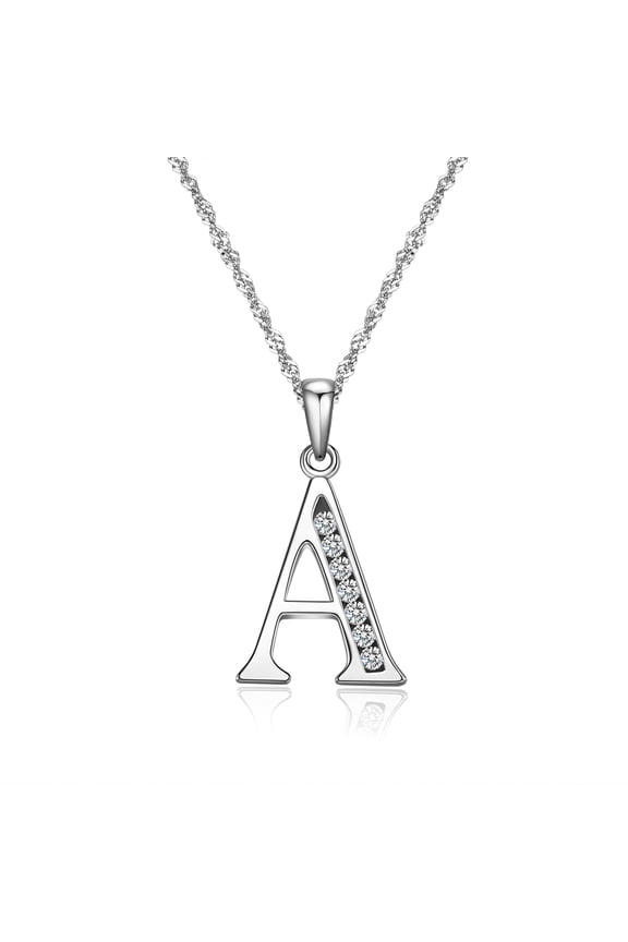 Sterling Silver Initial Necklace for Women Letter A