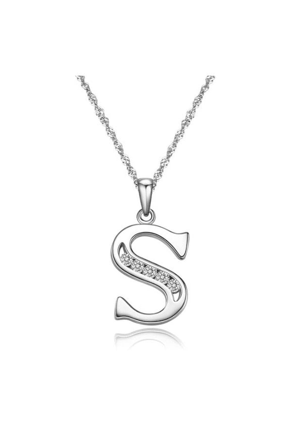 Sterling Silver Initial Necklace for Women Letter S