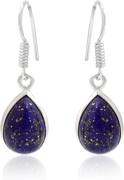 Gemsgram Silver Dangle EarringsLapis Natural Gemstone 925 Sterling Handmade Jewelry