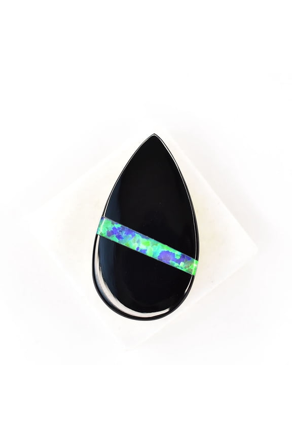 Gemsgrowth Natural Black Brazilian Opal Loose Gemstone, 22.3 Carat, Pear Cut, Certified, for Jewelry Making, Pendant, Ring, Necklace, Engagement