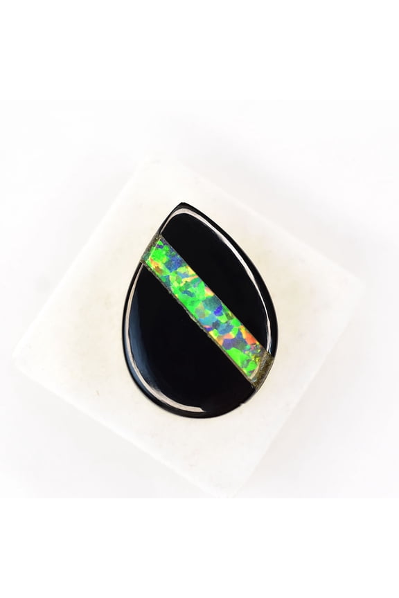 Gemsgrowth Natural Black Opal Loose Gemstone, 10.6 Carat, Pear Cut, Flawless, Certified, for Jewelry Making, Pendant, Ring, Necklace, Engagement