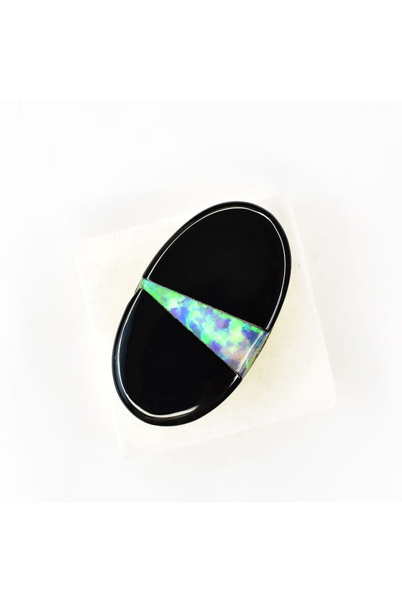Gemsgrowth Natural Black Opal Loose Gemstone, 23 Carat, Oval Cut, Certified, for Jewelry Making, Pendant, Ring, Necklace, Engagement