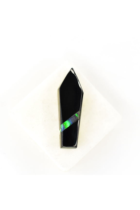 Gemsgrowth Natural Black Opal Loose Gemstone, 7.3 Carat, Fancy Cut, Certified, for Jewelry Making, Pendant, Ring, Necklace, Engagement