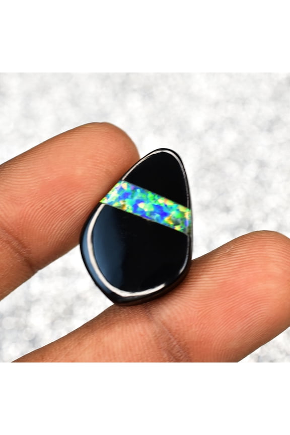 Gemsgrowth Natural Black Opal Loose Gemstone, Fancy Cut, Certified, for Jewelry Making, Pendant, Ring, Necklace, Engagement