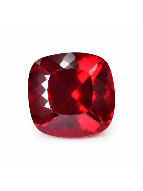 Gemsgrowth Natural Blood Red Ruby Loose Gemstone, 14 Carat, Square Cushion, Certified, for Jewelry Making, Pendant, Ring, Necklace, Engagement
