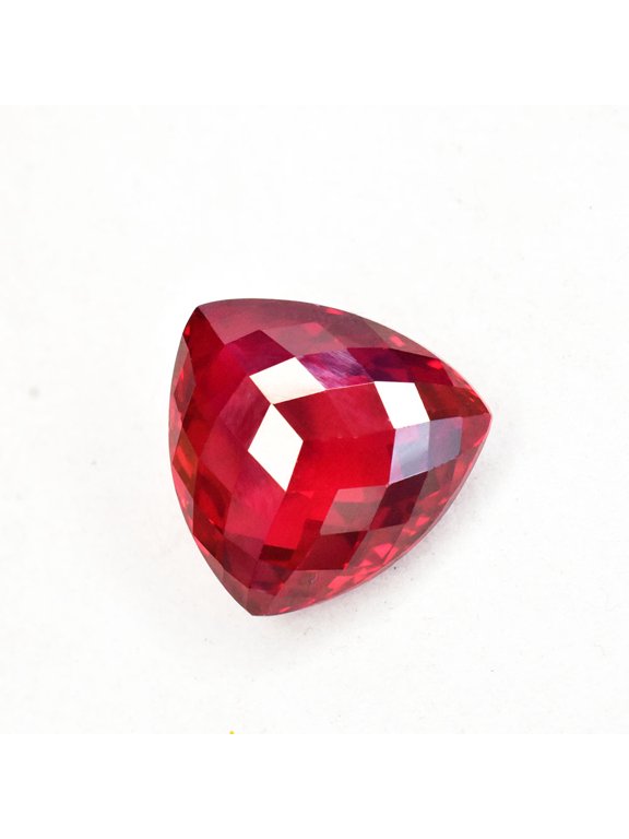 Gemsgrowth Natural Blood Red Ruby Loose Gemstone, Trillion Cut, 17x17mm, Certified, for Jewelry Making, Pendant, Ring, Necklace, Engagement