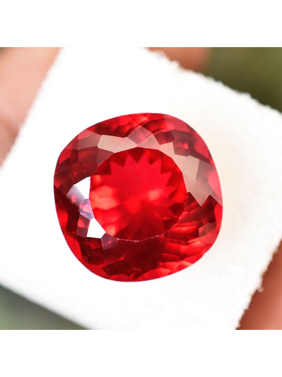 Gemsgrowth Natural Bloody Red Ruby Loose Gemstone, 17.15 Carat, Square Cushion, Certified, for Jewelry Making, Pendant, Ring, Necklace, Engagement