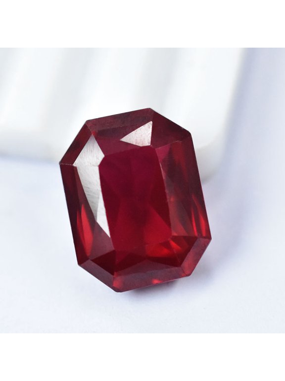 Gemsgrowth Natural Bloody Red Ruby Loose Gemstone, 21.45 Carat, Emerald Cut, Certified, for Jewelry Making, Pendant, Ring, Necklace, Engagement
