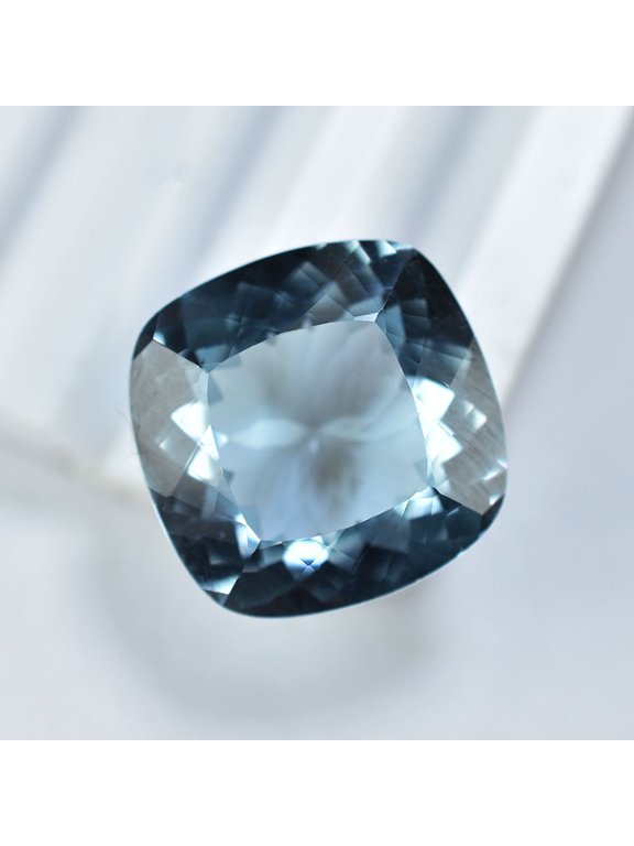 Gemsgrowth Natural Blue Aquamarine Loose Gemstone, 7 Carat, Square Cushion, Certified, for Jewelry Making, Pendant, Ring, Necklace, Engagement