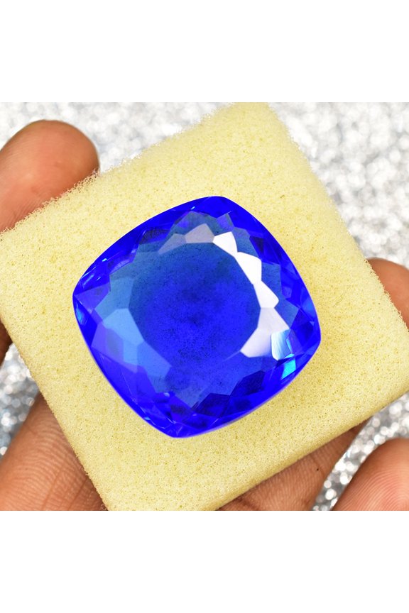 Gemsgrowth Natural Blue Tanzania Tanzanite Loose Gemstone, 76.5 Carat, Cushion Cut, Certified, for Jewelry Making, Pendant, Ring, Necklace, Engagement