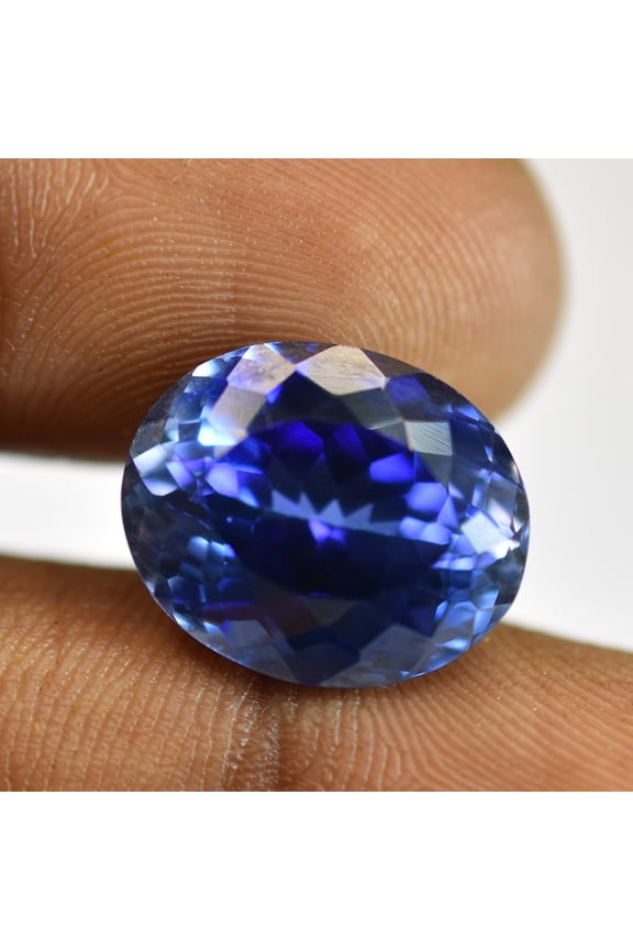 Gemsgrowth Natural Blue Tanzanite Loose Gemstone, 13.85 Carat, Oval Cut, Certified, for Jewelry Making, Pendant, Ring, Necklace, Engagement