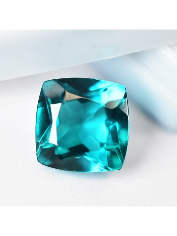 Gemsgrowth Natural Bluish Green Sapphire Loose Gemstone, Square Cushion, 10x10mm, for Jewelry Making, Pendant, Ring, Necklace, Engagement