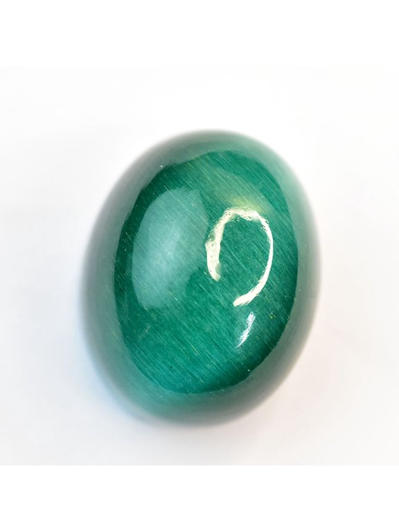 Gemsgrowth Natural Green Cat's Eye Loose Gemstone, 108 Carat, Cabochon, Certified, for Jewelry Making, Pendant, Ring, Necklace, Engagement