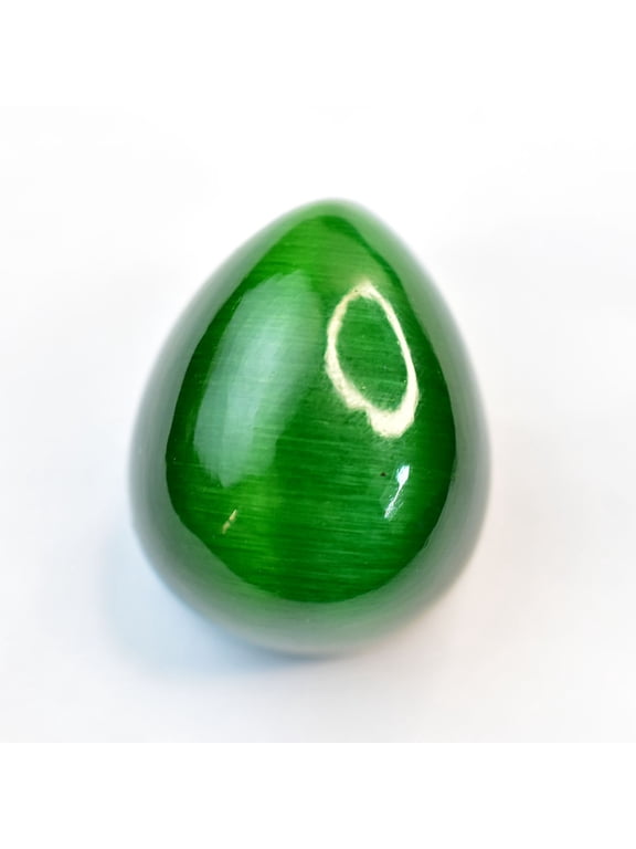 Gemsgrowth Natural Green Cat's Eye Loose Gemstone, 113.25 Carat, Cabochon, Certified, for Jewelry Making, Pendant, Ring, Necklace, Engagement