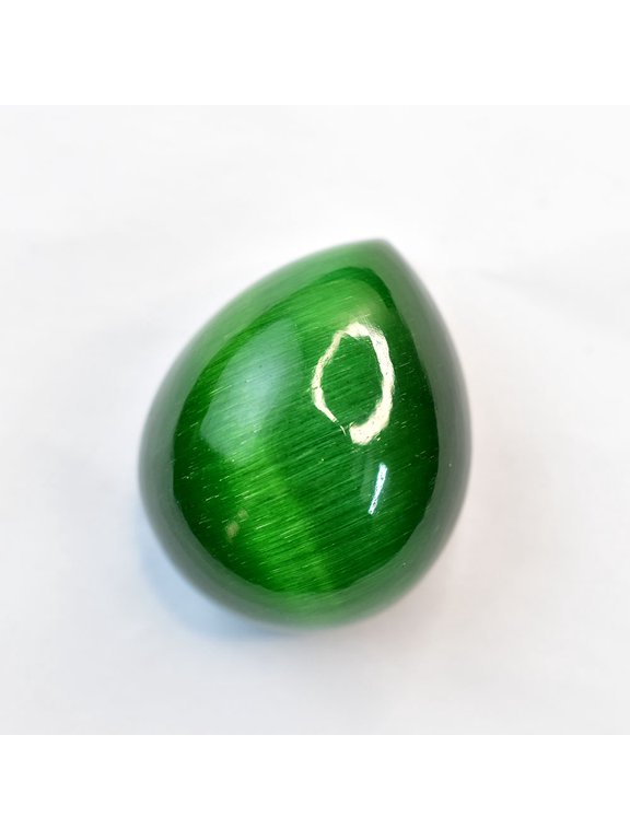 Gemsgrowth Natural Green Cat's Eye Loose Gemstone, 117 Carat, Cabochon, Certified, for Jewelry Making, Pendant, Ring, Necklace, Engagement