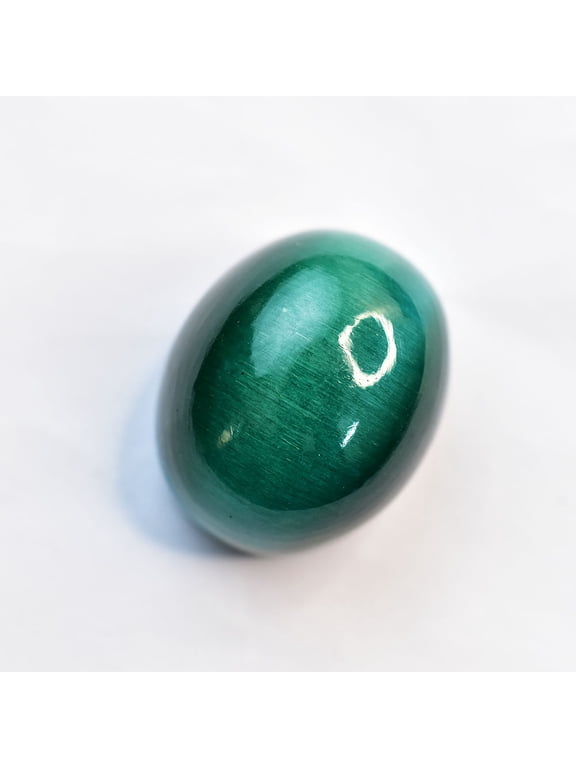 Gemsgrowth Natural Green Cat's Eye Loose Gemstone, 123 Carat, Cabochon, Certified, for Jewelry Making, Pendant, Ring, Necklace, Engagement