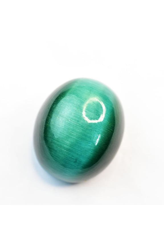 Gemsgrowth Natural Green Cat's Eye Loose Gemstone, 131 Carat, Cabochon, Certified, for Jewelry Making, Pendant, Ring, Necklace, Engagement
