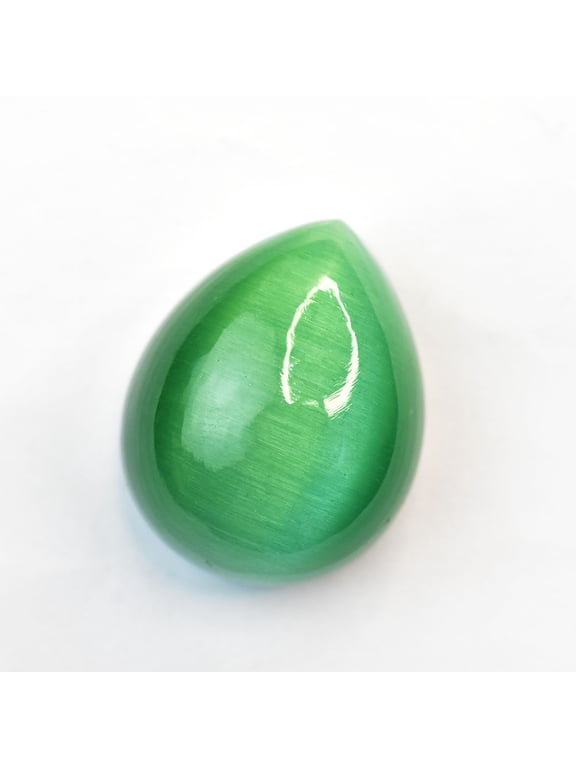 Gemsgrowth Natural Green Cat's Eye Loose Gemstone, 84.45 Carat, Cabochon, Certified, for Jewelry Making, Pendant, Ring, Necklace, Engagement