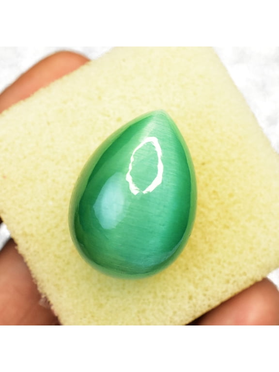Gemsgrowth Natural Green Cat's Eye Loose Gemstone, 86 Carat, Cabochon, Certified, for Jewelry Making, Pendant, Ring, Necklace, Engagement