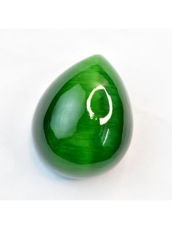 Gemsgrowth Natural Green Cat's Eye Loose Gemstone, 86 Carat, Cabochon, Certified, for Jewelry Making, Pendant, Ring, Necklace, Engagement