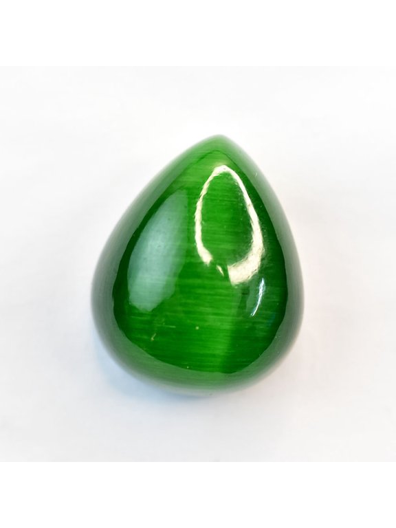 Gemsgrowth Natural Green Cat's Eye Loose Gemstone, 87 Carat, Cabochon, Certified, for Jewelry Making, Pendant, Ring, Necklace, Engagement