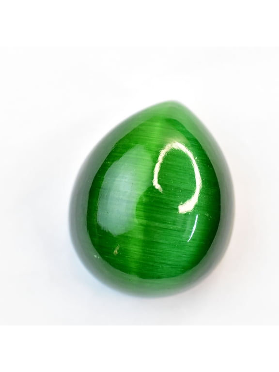 Gemsgrowth Natural Green Cat's Eye Loose Gemstone, 93 Carat, Cabochon, Certified, for Jewelry Making, Pendant, Ring, Necklace, Engagement